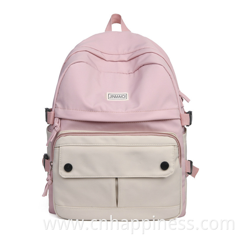 New casual pink foldable student canvas laptop compartment shoulder backpack bags for teenagers